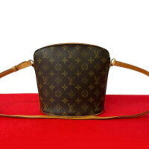 Louis Vuitton Drouot Monogram Leather Shoulder Bag Brown